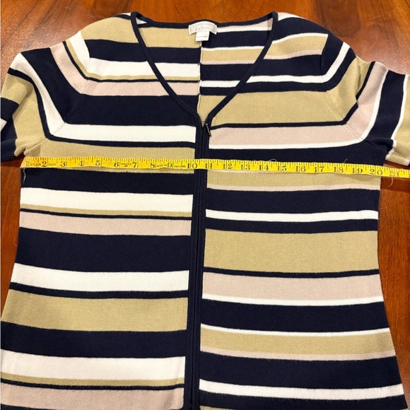 Christopher & Banks Striped Cardigan - Navy, Olive, Cream - Picture 7 of 7